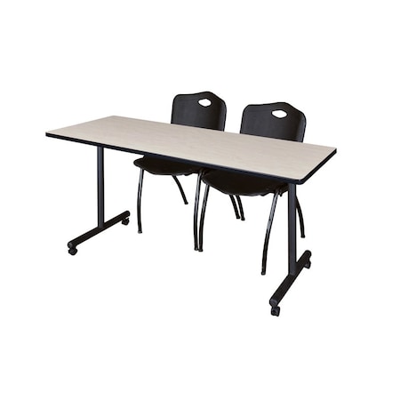 Kobe Rectangle Mobile table, 72" W, 29" H, Laminate Top, Maple MKTRCC7224PL47BK